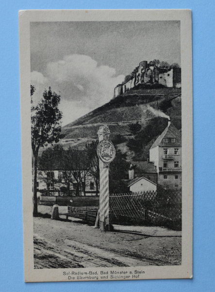 Postcard PC Bad Muenster at Stein 1905-1915 Bavarian Kingdom Restaurant Street Town architecture Rheinland Pfalz